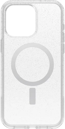 OtterBox Funda transparente para iPhone 15 Pro MAX (solamente) Symmetry Series - Stardust (transparente/plateado), se ajusta a MagSafe, ultra suave,