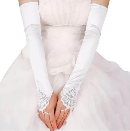 Miniatura 5 de Guantes perforados, longitud de noche para mujer, codo sin dedos, elásticos, guantes largos de ópera, guantes de esquí para hombre