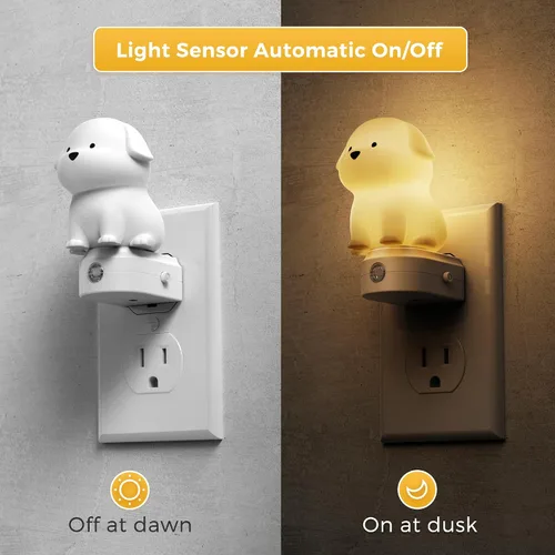 Miniatura 3 de L LOHAS LED - Luz nocturna enchufable para niños, luces nocturnas 3D de cachorros lindas con sensor de atardecer a amanecer, 1600K/2700K/5000K 3CCT