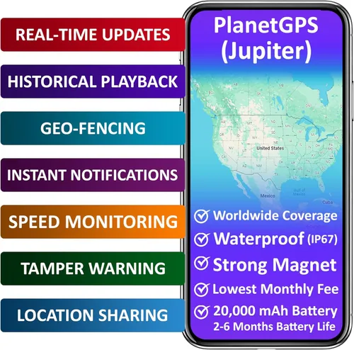 Miniatura 4 de PlanetGPS (Júpiter) - Rastreador GPS magnético impermeable para vehículos, rastreador GPS para automóviles y camiones con cobertura mundial