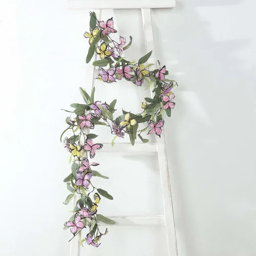 Miniatura 12 de Efavormart 6 pies Guirnalda de hojas de rosa de seda artificial verde de toque real, vid de follaje verde colgante flexible Tipo 13