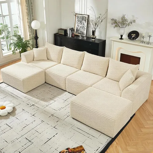 Sofá seccional deshuesado de 130 pulgadas, moderno sofá modular con soporte, sala de estar, apartamentos, dormitorio, no requiere montaje, sofá
