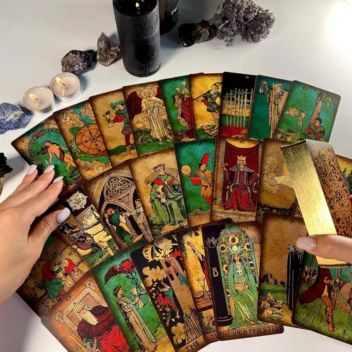 Miniatura 6 de CRAFTERIAN Baraja de cartas de tarot brillante, baraja de 78 cartas, tarot original para principiantes y expertos con libro guía y bolsa de regalo