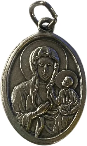 Miniatura 2 de Medalla católica de la tercera clase con base de tono plateado, 1.0in