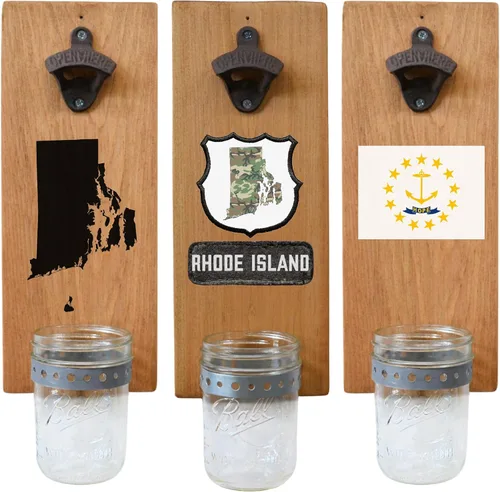 Miniatura 50 de Abrebotellas de cerveza de Massachusetts – Abridor de botellas hecho a mano montado en la pared con tapa – Regalo de cerveza para él o ella