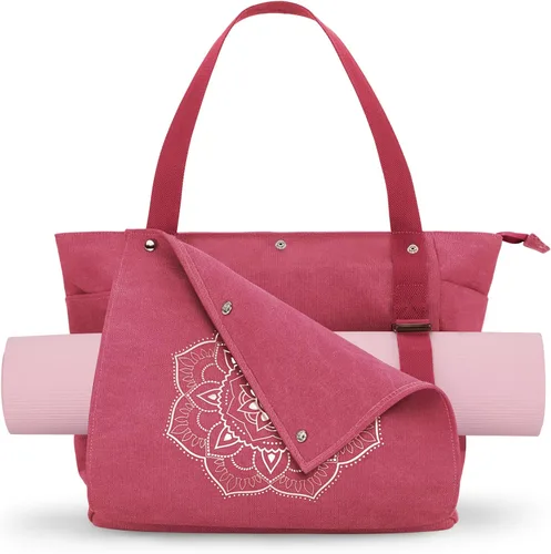 Gonex Bolsa para Esterilla de Yoga, Bolsa de Gimnasio Tipo Tote con Múltiples Bolsillos para Mujeres y Hombres, Portaesterillas de Yoga de Lona para