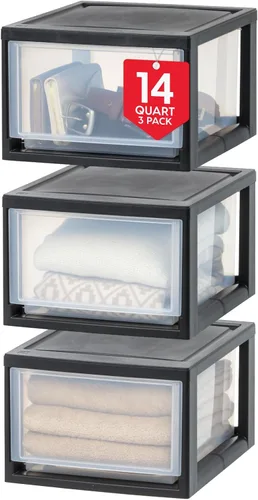 Miniatura 12 de IRIS USA - Paquete de 8 cajones de almacenamiento apilables, 6 cuartos de galón, plástico transparente para despensa, armario, escritorio, cocina