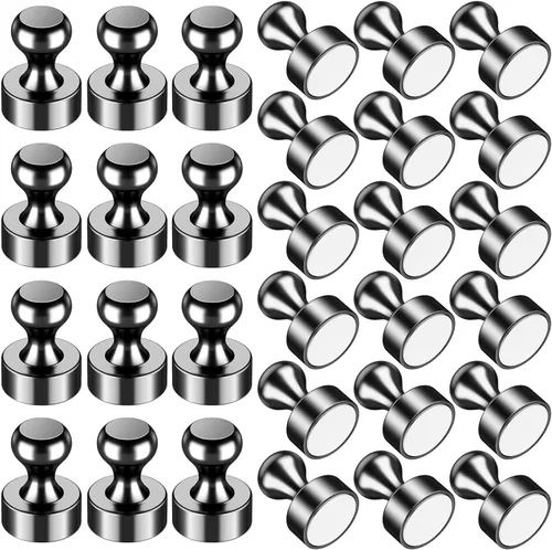 Miniatura 22 de 24 imanes de nevera, imanes para refrigerador, pequeños imanes fuertes, imanes de pizarra blanca para refrigerador, pasadores magnéticos para Negro