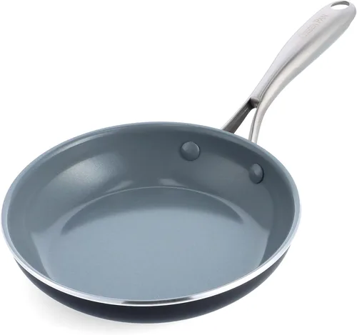 GreenPan Swift - Sartén antiadherente de cerámica saludable de 8 pulgadas, mango de acero inoxidable, sin PFAS, apta para lavavajillas, apta para