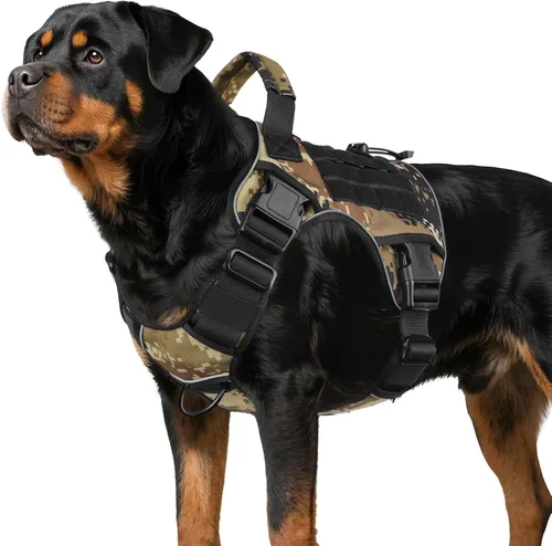 Miniatura 36 de WINGOIN - Arnés táctico púrpura para perros medianos, arnés resistente sin tirones con asa, chaleco militar K9 reflectante ajustable para mascotas