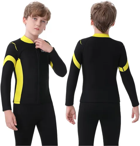 Miniatura 7 de Trajes de neopreno para niños, 0.118 in, de manga larga, con cremallera frontal, para niños y niñas, para mantener el calor en deportes acuáticos