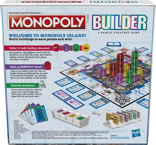 Miniatura 5 de Monopoly Builder - Juego de mesa, juego de estrategia, juego familiar, juegos para niños, juego divertido para jugar, juegos de mesa familiares