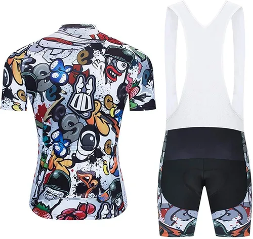 Miniatura 2 de MOXILYN Camiseta de ciclismo para hombre, kit de ciclismo de MTB y pantalones cortos de ciclismo con almohadilla de gel 20D, conjunto de ropa