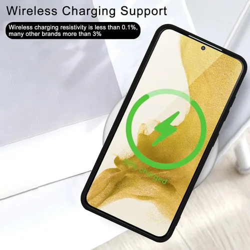 Miniatura 5 de Wirvyuer Funda para Samsung Galaxy S22, bonita funda delgada a prueba de golpes con soporte de carga inalámbrica y protección, color negro