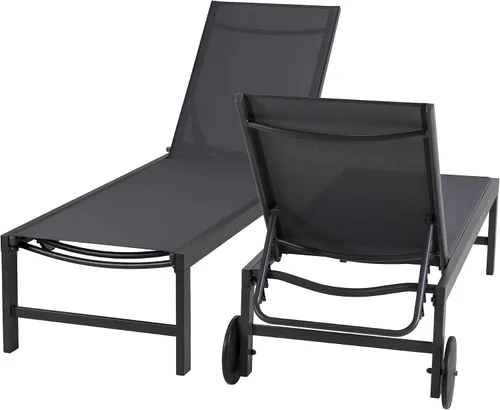 Miniatura 8 de QAQA - 2 tumbonas para exteriores con ruedas, silla de aluminio para patio con 5 posiciones ajustables para piscina, playa, patio, gris oscuro
