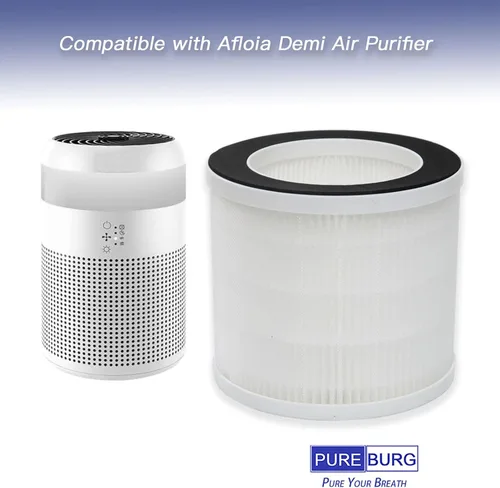 Miniatura 2 de PUREBURG Filtro de repuesto compatible con purificador de aire Afloia Demi, paquete de 2 unidades H13 True HEPA para limpieza de aire, polvo