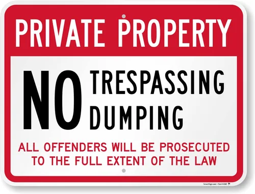 Miniatura 4 de SmartSign Letrero "Propiedad privada - No Trespassing, Dumping" Aluminio reflectante de grado diamante 3M de 12 x 18 pulgadas