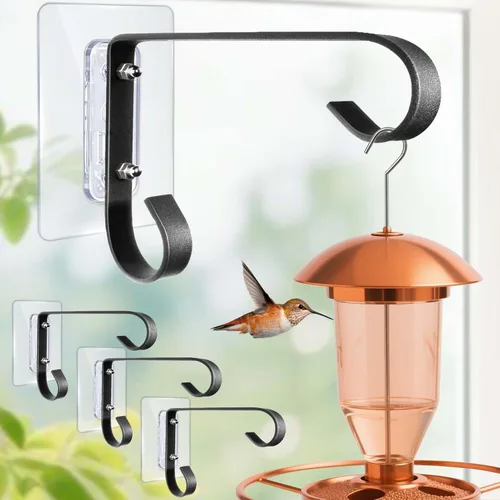 Miniatura 9 de Soporte de ventana para colgar comederos de pájaros: comedero de metal colgante para pájaros de 6 pulgadas - comedero geométrico para colibríes