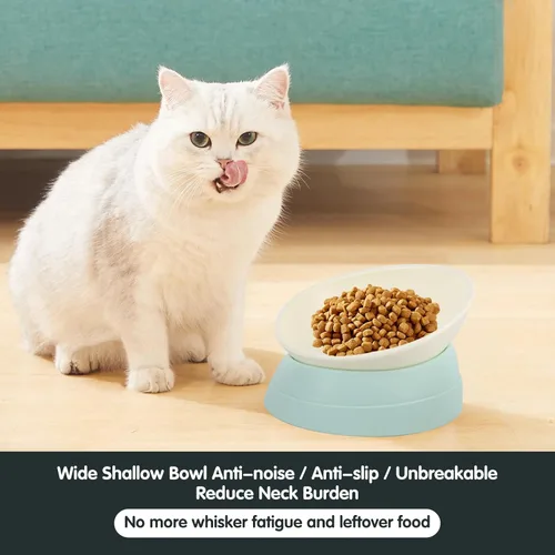 Miniatura 2 de Tazón Bulldog Antideslizante para Perros y Gatos Detachable de Goma Tazón para Perros Desechable Inclinado Comedero para Mascotas con Base Inclinada