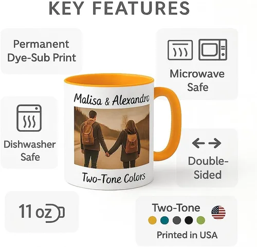 Miniatura 8 de Taza de café personalizada de cerámica de 11 onzas – Añade foto, texto o logotipo Taza de imagen personalizada, impresión a doble cara, apta