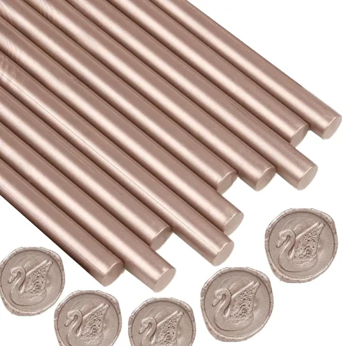 Miniatura 16 de Varillas de sellado de cera de bronce, 10 varillas de sellado de cera para pistola de pegamento para sello de cera, palos de sellado de cera