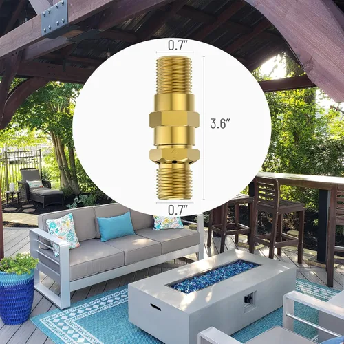 Miniatura 2 de Skyflame Válvula mezcladora de aire para fogata de gas propano LP 1/2", latón sólido, capacidad máxima de 90K BTU