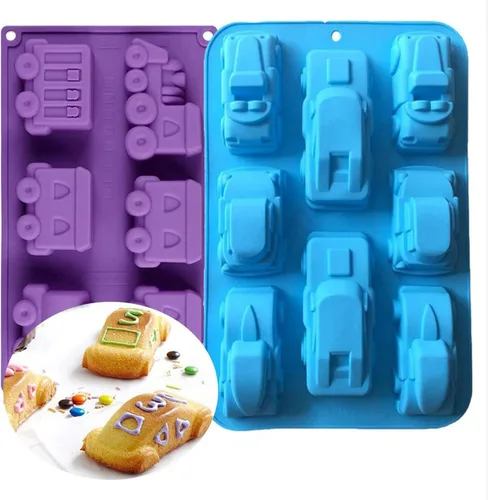 Miniatura 12 de Joyeee 2 moldes de silicona 3D antiadherentes para dulces, vehículos caseros, galletas, jabón, vela, crayón, yeso, arcilla polimérica, bandeja