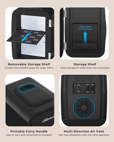 Miniatura 8 de BEICHEN Mini nevera, refrigerador portátil de 4 litros/6 latas para dormitorio, oficina, dormitorio, automóvil, enfriamiento rápido, bajo ruido