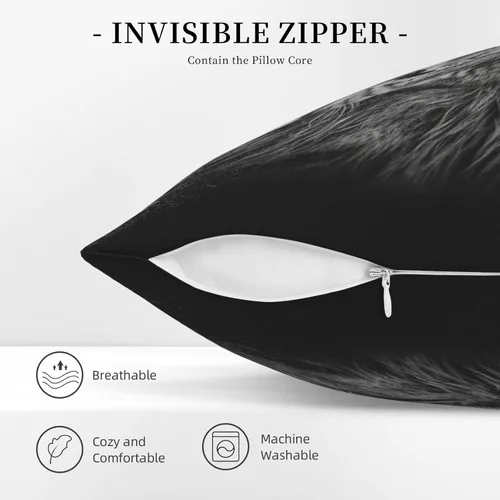 Miniatura 5 de Fundas de almohada decorativas de pana con estampado de cabeza de león en blanco y negro, funda de almohada suave para sofá, funda de cojín cuadrada