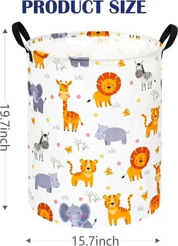 Miniatura 7 de Cesta de almacenamiento para ropa sucia para niños, cesta organizadora de lavandería, caja de ropa, cesta de regalo con asas (ZOO)