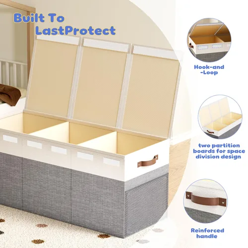 Miniatura 3 de Dayacoco - Caja de juguetes extragrande con tapas, plegable, resistente, organizador de almacenamiento de juguetes para niños y niñas, cesta Extra