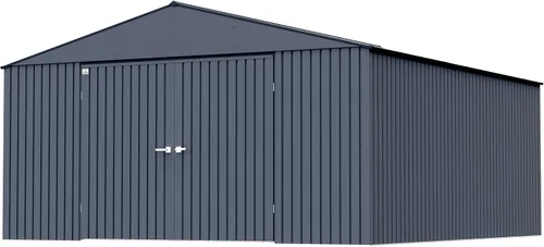 Miniatura 14 de Arrow Shed Elite - Cobertizo de almacenamiento de acero para exteriores de 14 x 16 pies de alto con puertas altas y puertas con cerradura