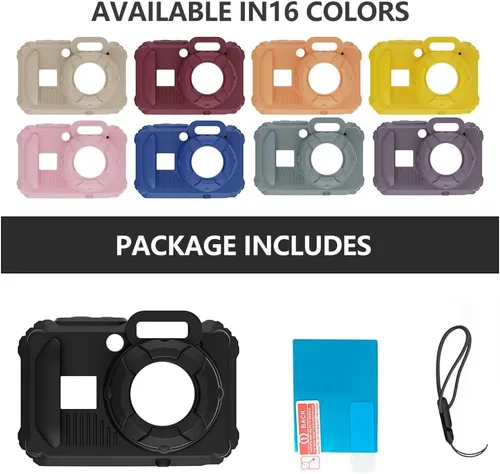 Miniatura 9 de Funda protectora de silicona para cámaras digitales Kodak Pixpro wpz2, con protector de pantalla y cordón, para accesorios Kodak Pixpro wpz2 - Negro