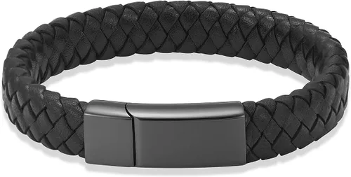 Imrsanl Pulsera de urna de cremación para cenizas para mujeres y hombres, pulsera de urna de cuero trenzado conmemorativo para cenizas humanas,