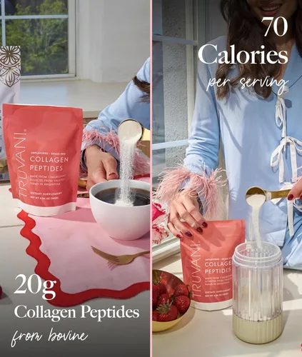 Miniatura 5 de Truvani - Péptidos de colágeno hidrolizado Sin sabor 14 porciones Polvo de proteína de colágeno de 20 g de ganado en pasto Promueve la salud