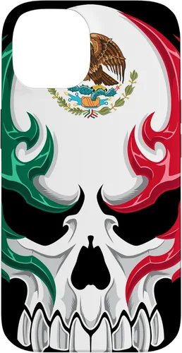 Miniatura 4 de iPhone 13 Pro Max Bandera de México - Estilo tribal de calavera mexicana - Funda hecha en México