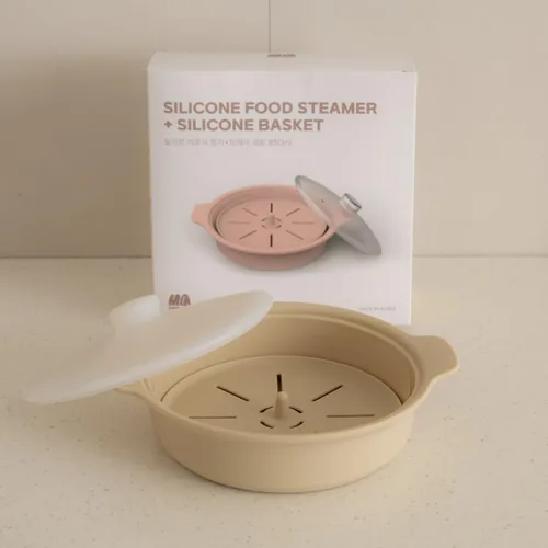 Miniatura 5 de Vaporizador de silicona para microondas para alimentos para bebés, fabricado en Corea, apto para horno y lavavajillas hasta 482 °F, fácil de Creme