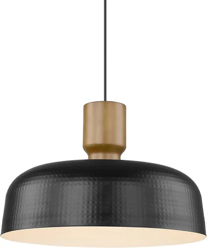 Darkaway Lámpara colgante industrial grande de 18.1 pulgadas con pantalla de metal martillado, iluminación colgante negra sobredimensionada para