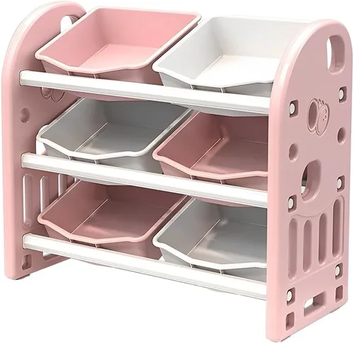 Miniatura 9 de Wohh - Organizador de almacenamiento de juguetes para niños, organizador de almacenamiento para libros y juguetes con 6 contenedores multiusos