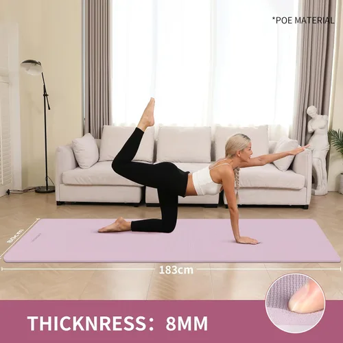 Miniatura 3 de Extra Wide & Thick 8mm Yoga Mat, 72"x31.5" Large Non Slip Exercise Mat, Premium POE Material for Superior Cushioning & Stability, with Strap for