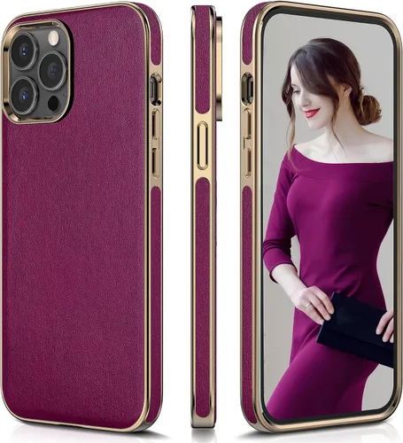 Miniatura 20 de LOHASIC Funda para iPhone 12 y iPhone 12 Pro - Fundas para teléfono i Phone 12 con borde cromado delgado, fundas de cuero de diseño suave, funda