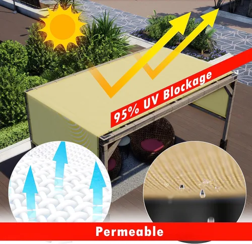 Miniatura 5 de Royal Shade Cubierta de Repuesto de Toldo de Sombra para Pérgola Gris de 8 pies de Ancho x 12 pies de Largo con Varillas de Acero Inoxidable