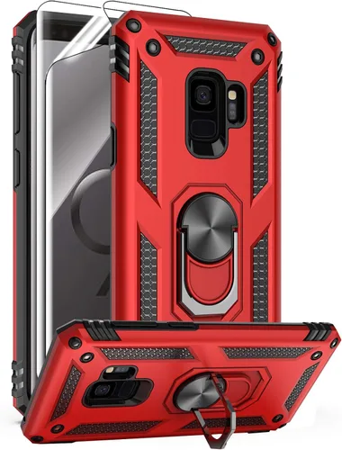 Miniatura 8 de Androgate Funda para Samsung Galaxy S9 con Protectores de Pantalla HD, Soporte Kickstand con Anillo de Metal de Grado Militar Probado Resistente a