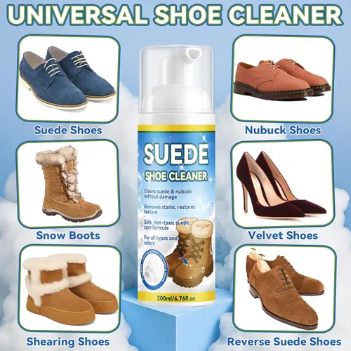 Miniatura 5 de AstraVox Kit de limpiador de zapatos multiusos de gamuza, limpiador de zapatillas con cepillo y toalla, adecuado para gamuza, cuero, nobuck