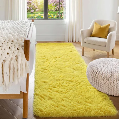 Miniatura 71 de ONASAR - Alfombra de pasillo negra de 2 x 6 pies, esponjosa, lavable, ultrasuave, afelpada, peluda, tapete para bebés, dormitorio de niños, armario