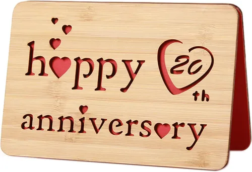 Miniatura 49 de Tarjeta de felicitación de madera para el primer aniversario, hecha a mano, 1 año, aniversario de boda, tarjeta de primer aniversario para ella, él