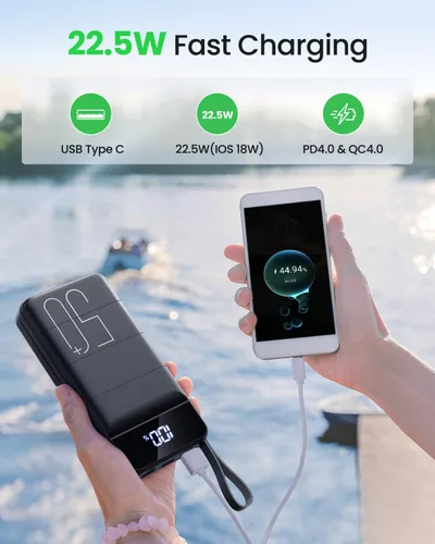 Miniatura 3 de Banco de Energía de Carga Rápida 50000mAh - Cargador Portátil 22.5W USB C con Carga Rápida con 4 Salidas y 3 Entradas Pantalla LED Batería Externa