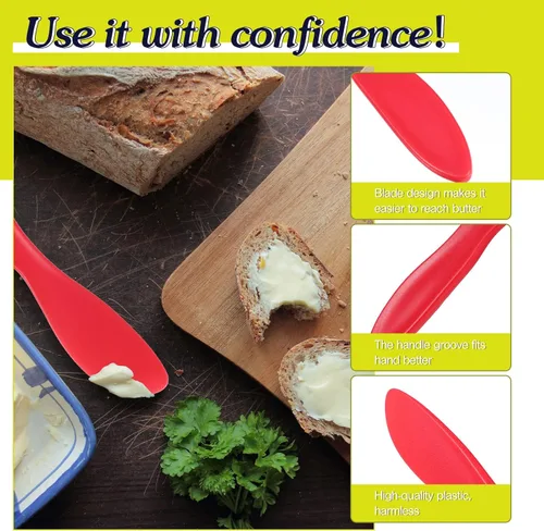 Miniatura 3 de Esparcidor de mantequilla de plástico, 10 cuchillos multiusos para mantequilla, cuchillos versátiles para glaseado de queso suave, 7 x 1.4 pulgadas