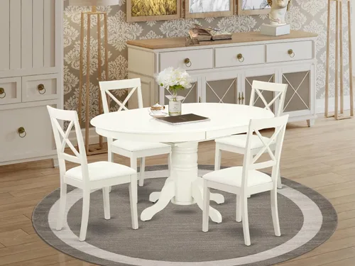 Miniatura 2 de East West Furniture AVBO5-LWH-LC - Juego de comedor de 5 piezas que incluye una mesa de comedor ovalada con hoja de mariposa y 4 sillas tapizadas