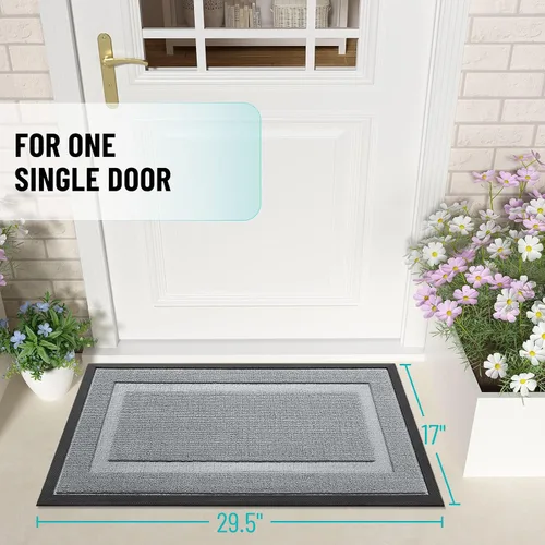 Miniatura 2 de OLANLY Tapete para puerta delantera interior y exterior, impermeable, para todo tipo de clima, goma natural resistente, perfil bajo, fácil de Gris